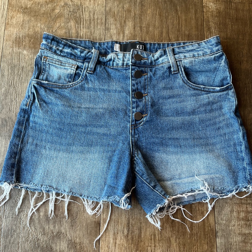 Womens Kut from the Kloth Dark Wash Gidget High Rise Jean Shorts Size 8